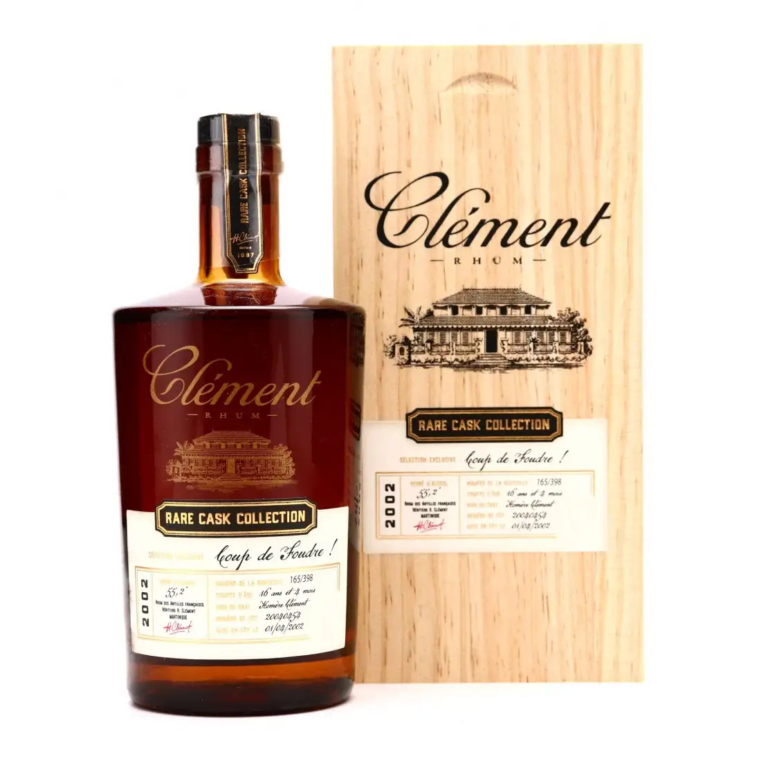 Image of the front of the bottle of the rum Clément Rare Cask Collection Coup de Foudre