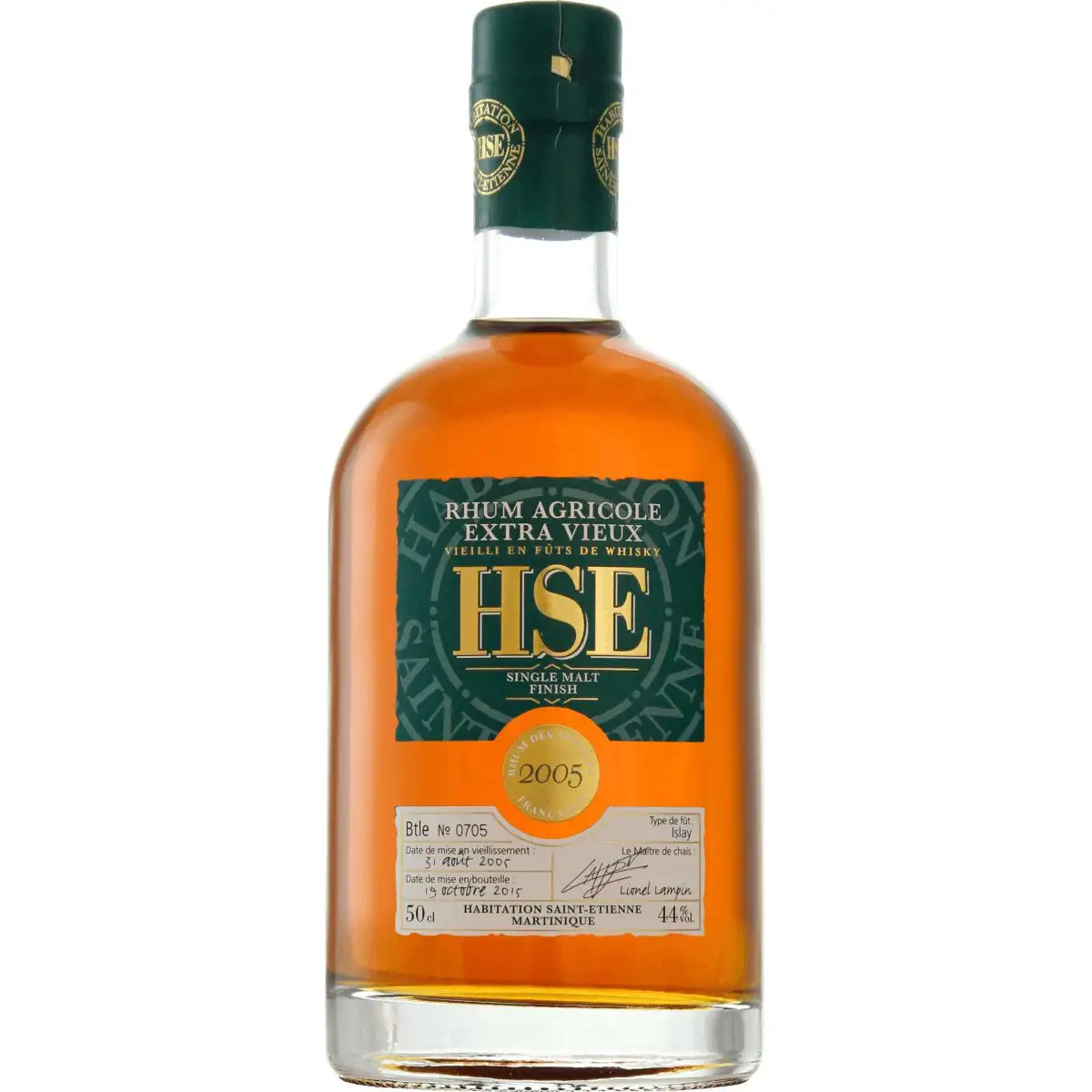 Image of the front of the bottle of the rum HSE Single Malt Islay Finish