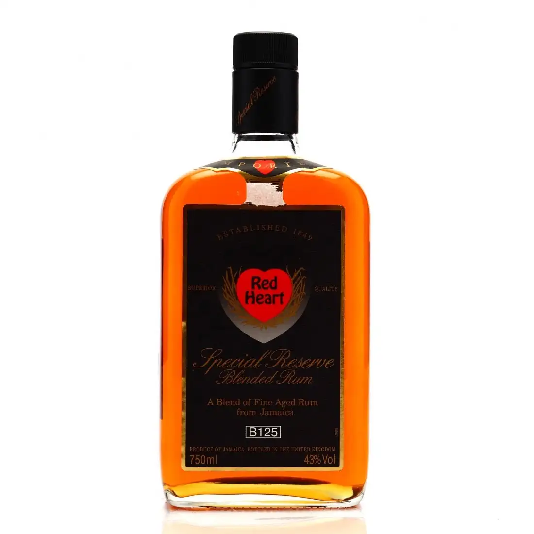 Image of the front of the bottle of the rum Red Heart Special Reserve