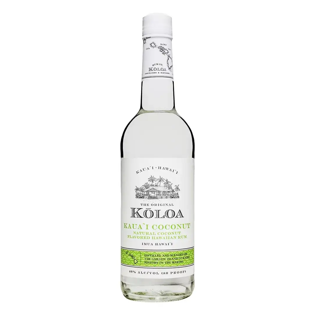 Image of the front of the bottle of the rum Koloa Kaua‘i Coconut