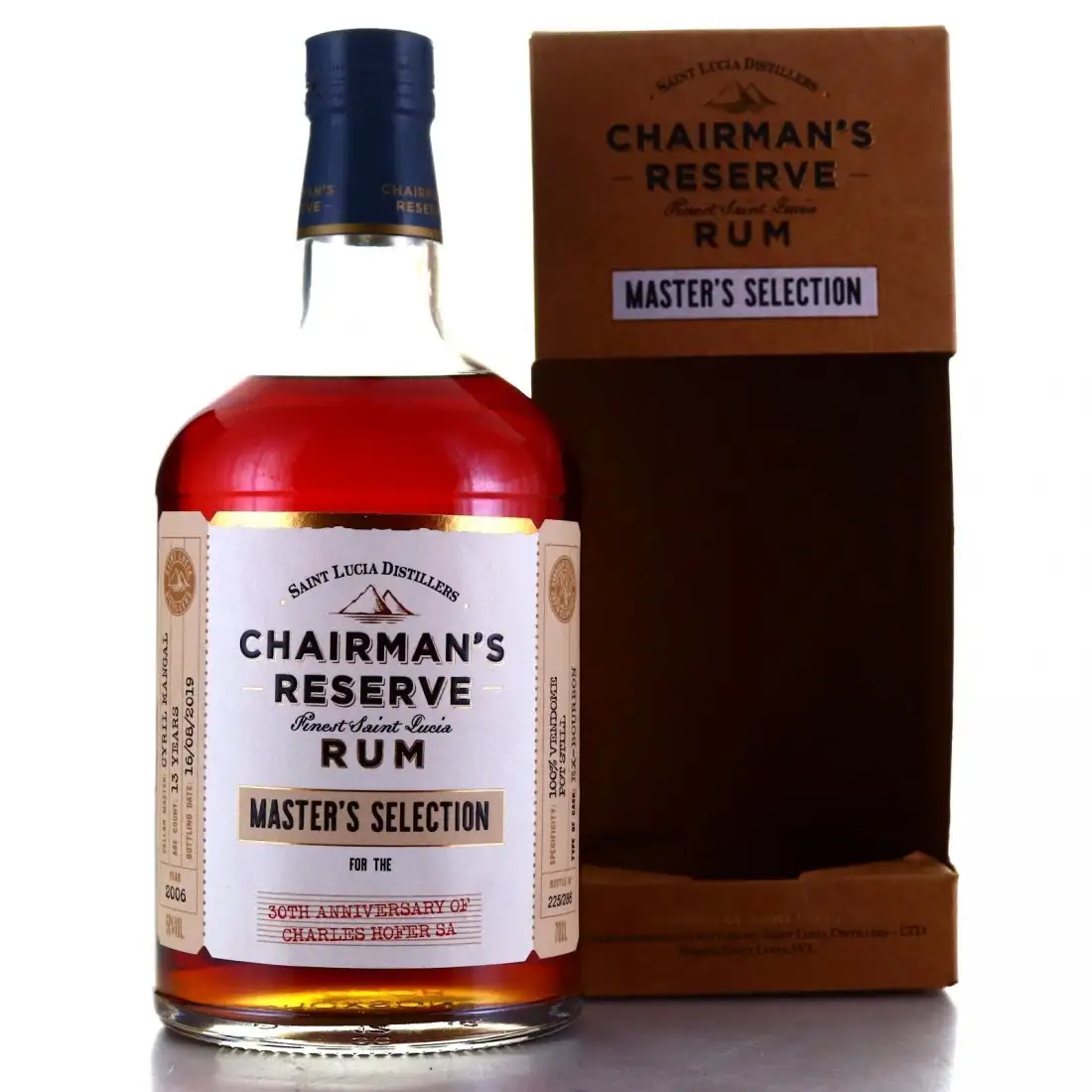 Image of the front of the bottle of the rum Chairman‘s Reserve Master's Selection 30th Anniversary of Charles Hofer